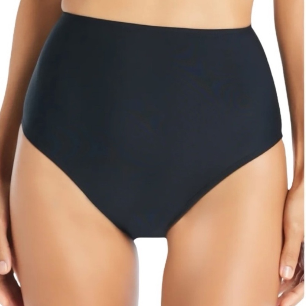 Beyond Control ' Solid High-Waisted Bikini Bottoms Black Swimwear swimsuit 12